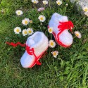 Buciki adidaski biel czerwień łosoś, 11-12,5 cm